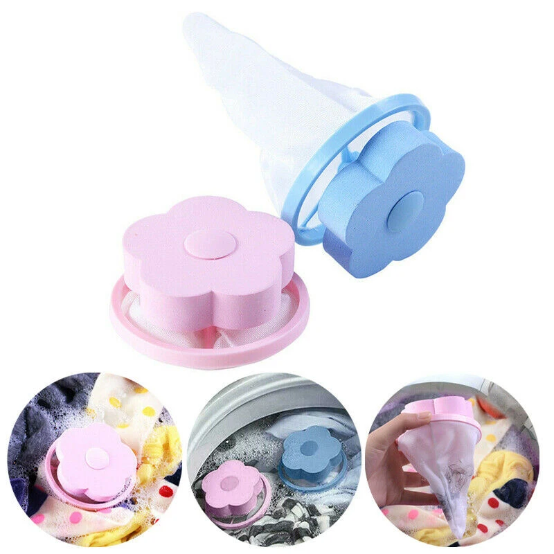 

4pcs Reusable Floating Lint Hair Catcher Net Bag Washing Machine Laundry Filter Collect The Fluff Of Clothes To Prevent Clogging