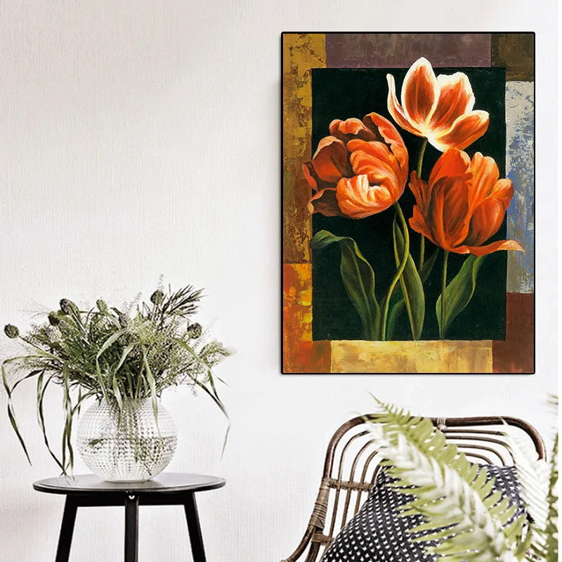 Домашний вход возле двери цветы канвы Масляные картины настенные гостиная