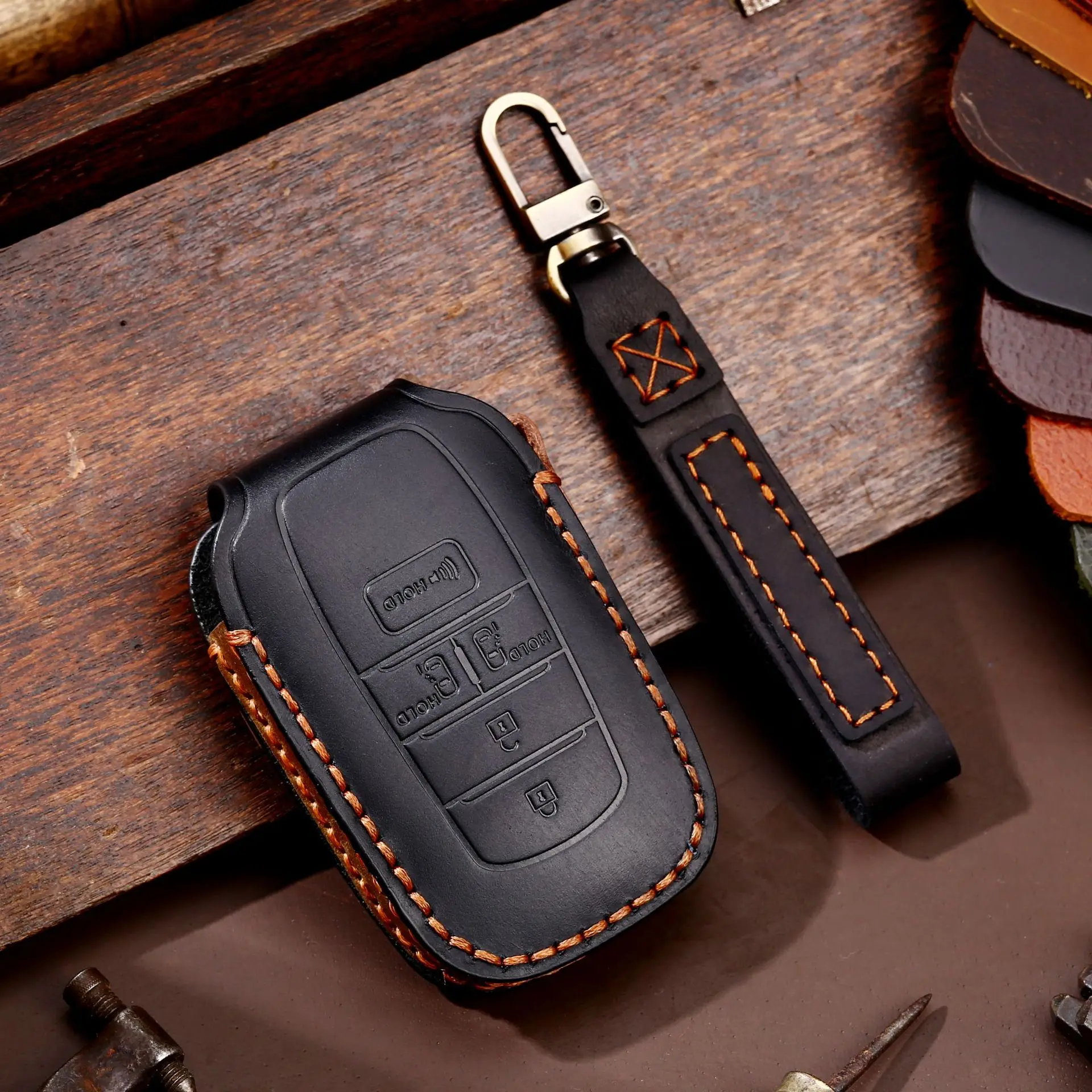 

Кожаный чехол Crazy Horse для автомобильного ключа с 5 кнопками и 6 кнопками, чехол-брелок для Toyota Sienna