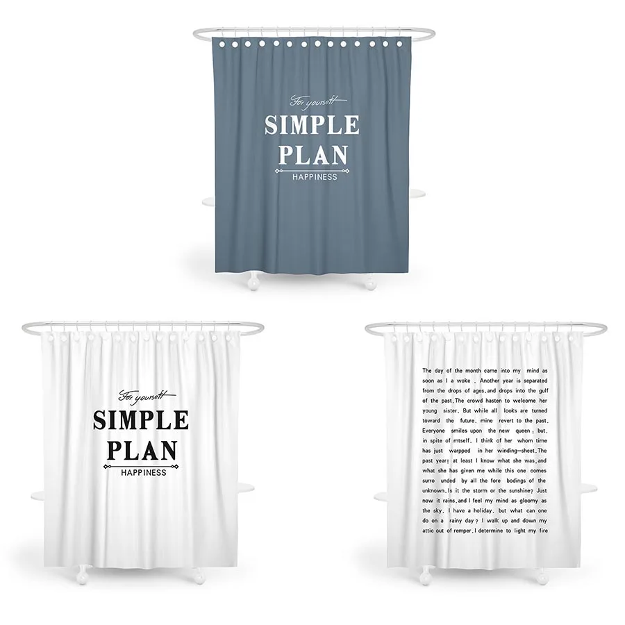 Простой план письмо занавеска для душа ванная полиэстер Ткань Водонепроницаемая