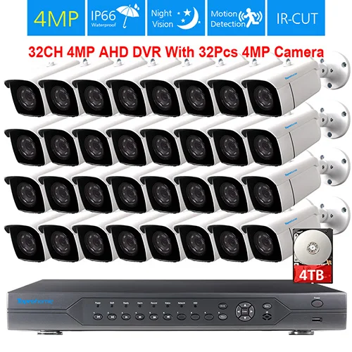 32CH DVR x 32 Camera TOPROHOIME H.265+ 32CH 4MP камера безопасности системы 4MP Открытый водонепроницаемый ночного видения CCTV камера видеонаблюдения комплект P2P HDMI - Цвет: 32CH DVR x 32 Camera