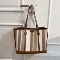 canvas tote bag women shopper bag luxury designer handbag 2021 fashion casual commuter large capacity color stripes shoulder bag