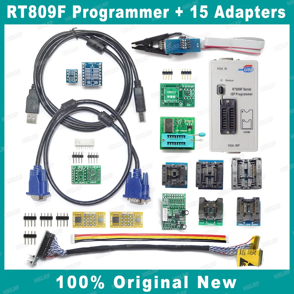 Лучший selelr RT809F ISP LCD программатор + 15 адаптеров SOP8 IC тестовый зажим SOP8/TSSOP8 адаптеры