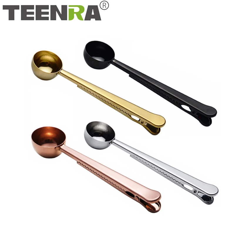 TEENRA нержавеющая сталь Кофе Совок с зажимом многофункциональный кофе мерный