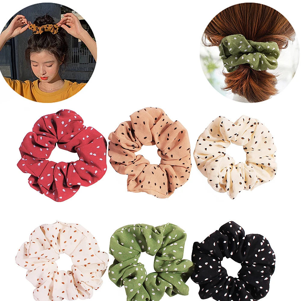 Из шифона для девочек С принтом в горошек Резинка волос держатель ободок Для