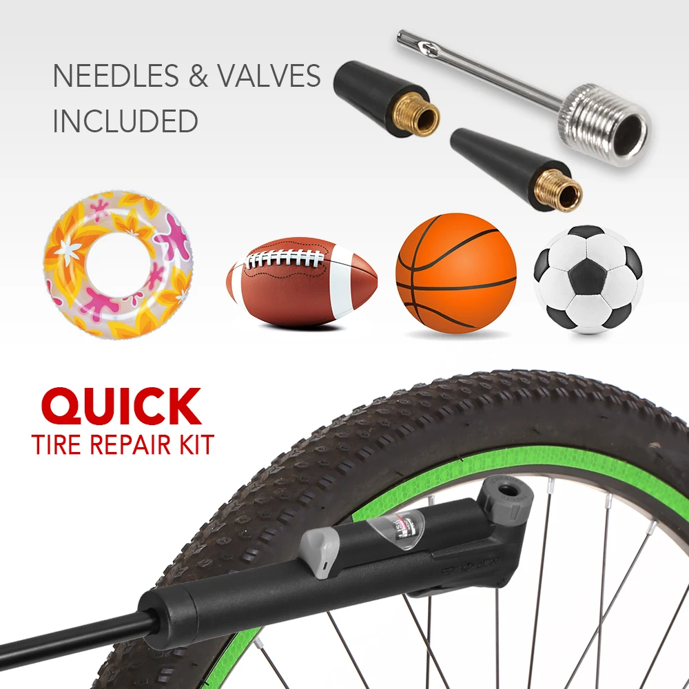 Mini Bike Pump Bicycle High Pressure Air Built-in Gauge Puncture Repair Kit Fits for Presta Schrader Valve | Инструменты