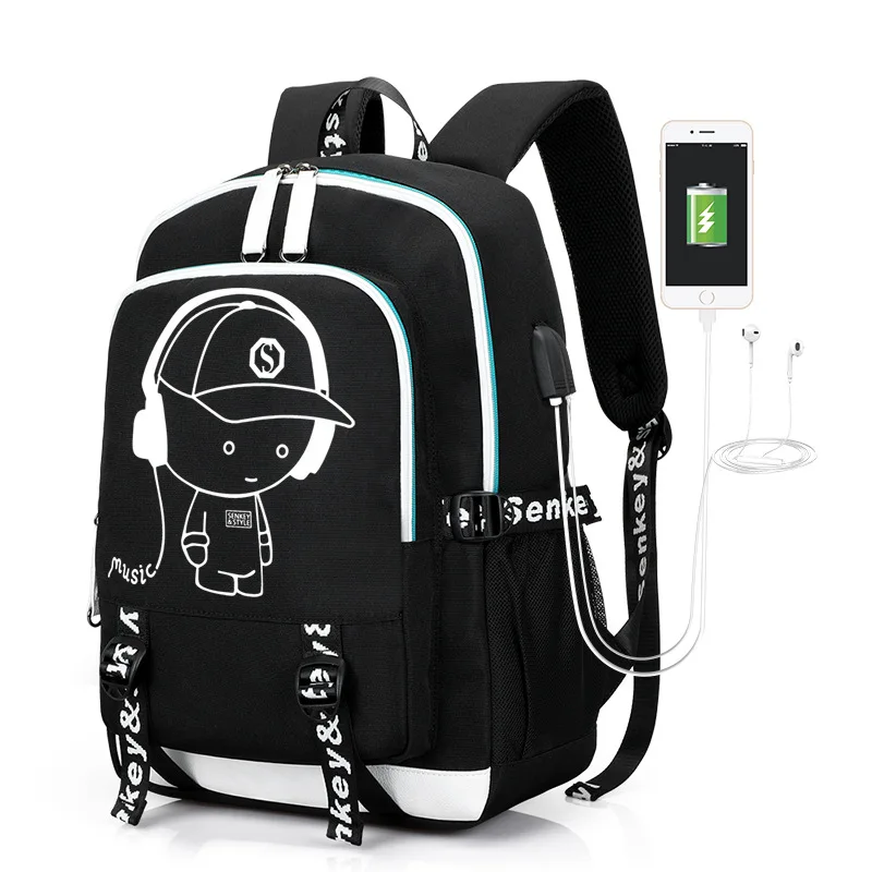 

Korean Style Student School Backpack Luminous USB Charge School Bag For Teenager Boy Children's Schoolbags Laptop Backpack