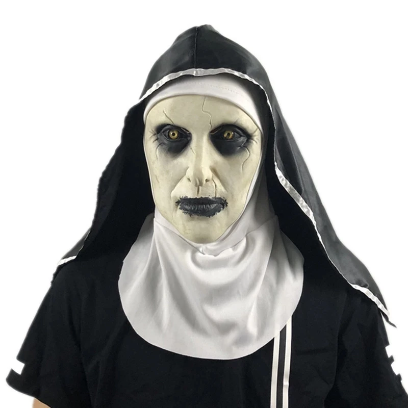 

Movie The Nun Costume Mask Cosplay Adult Long Black Scary Nuns Ghost Clothes Uniform Horror for Women Girls Halloween Party