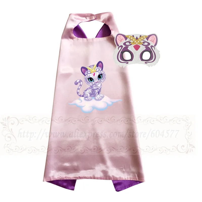 Pink Shimmer and Shine Costume Cape with mask Girls Costume Halloween Costumes Anime Cosplay for Birthday Party - Color: Pink
