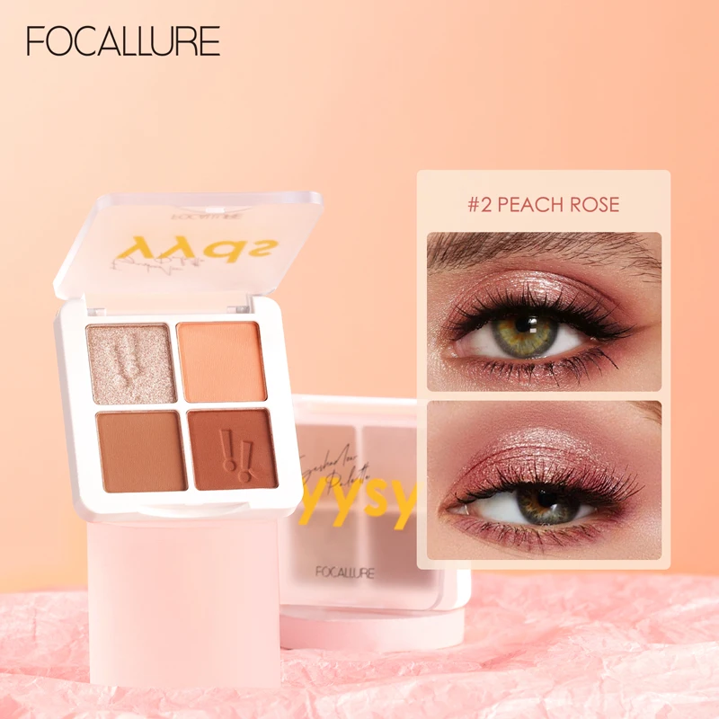 

FOCALLURE 4 Colors Eyeshadow Palette Shiny Pigment Matte Naked Glitter Eyeshadow Professional Makeup