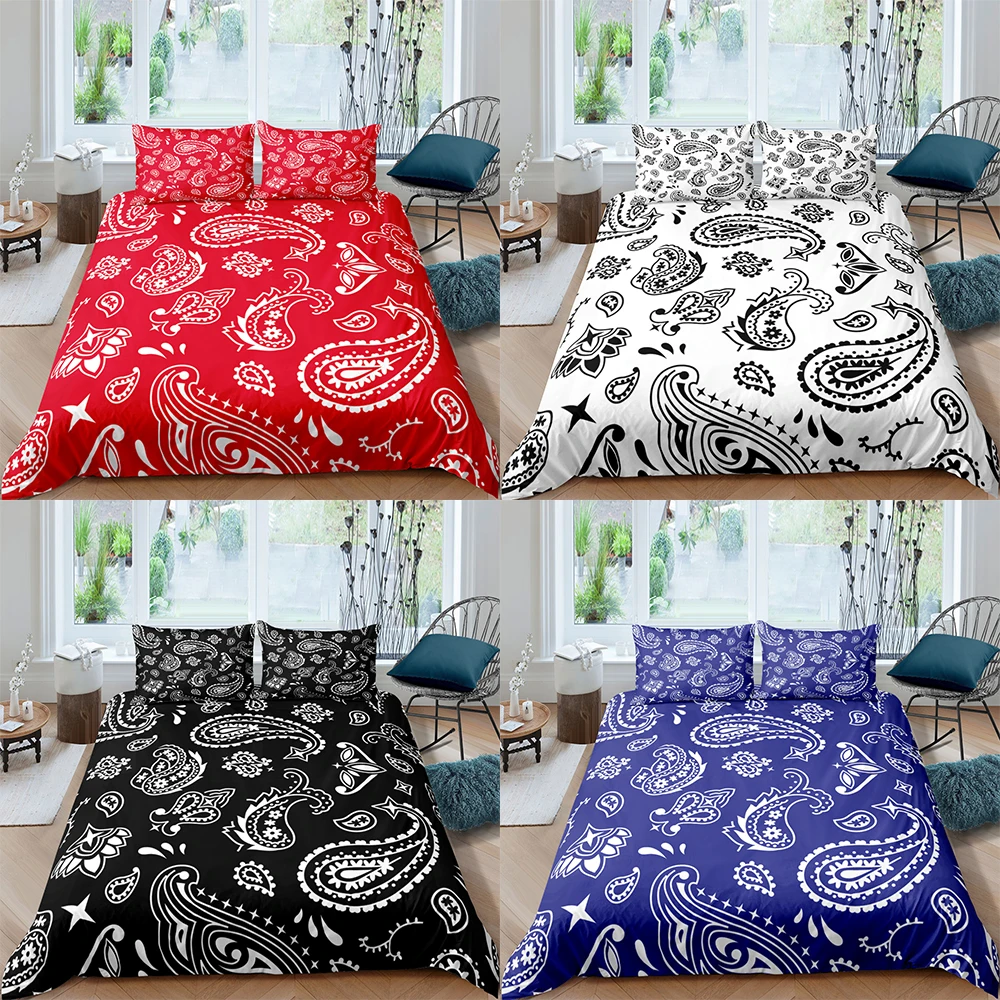 Paisley Bandana Printed 2/Duvet Cover Bedding Sets With Pillow Case Luxury Bedspread Single Full Queen King Size  - buy with discount