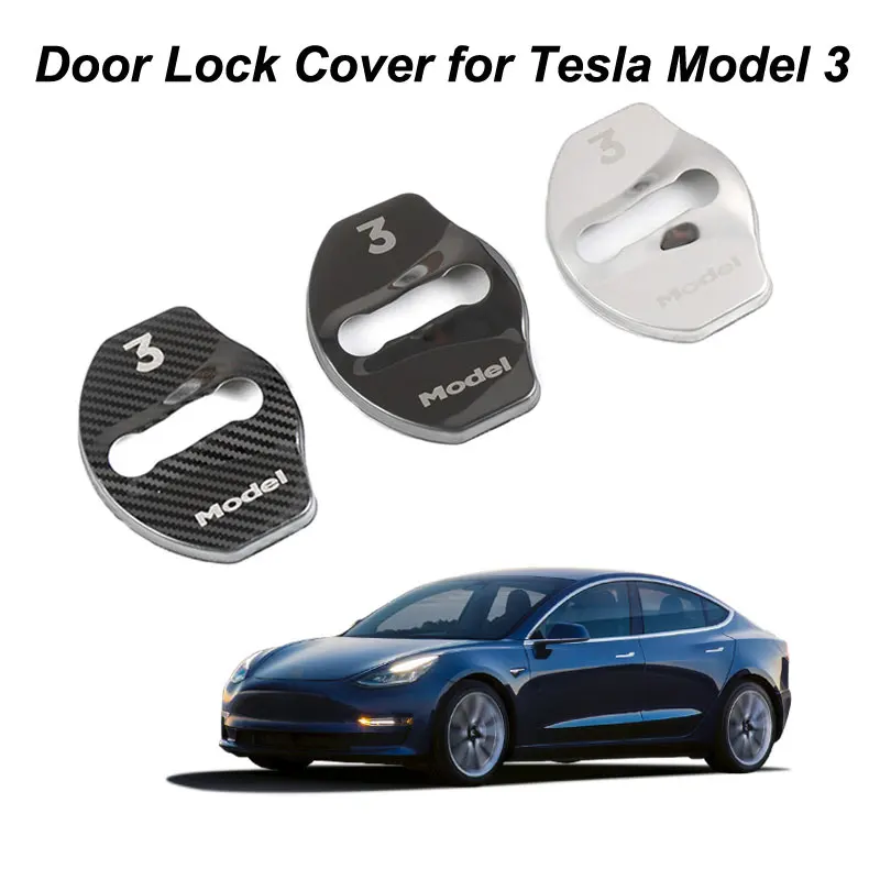 Крышка замка двери для Tesla модель 3 Нержавеющая сталь Защитные чехлы Model3 2017 2018 2019 4