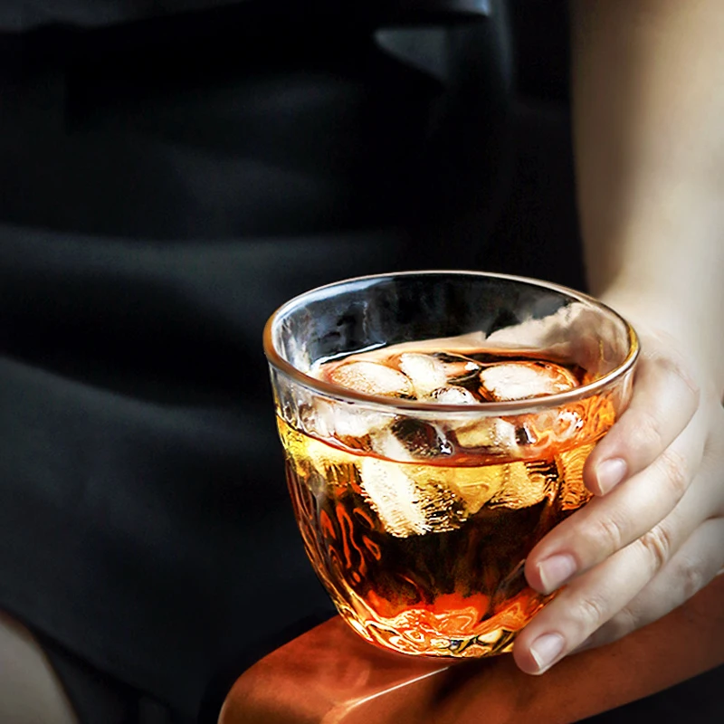 Taza de cristal de estilo japon&eacute;s para beber, vaso de whisky hecho a mano con patr&oacute;n de martillo grueso, vaso de bebida para beber, vaso para degustaci&oacute;n de vinos-4