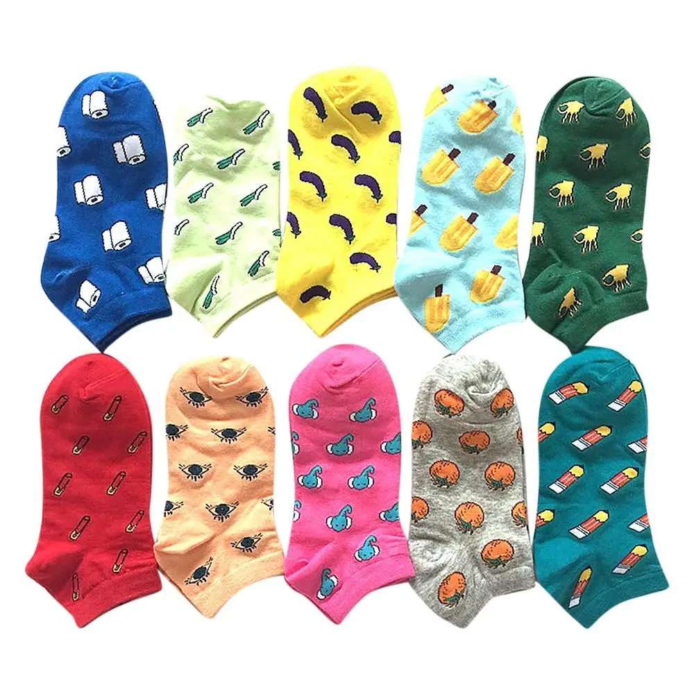 

Women Cotton Cartoon Ankle Socks Summer Cute Casual Soft Girls Short Boat Socks