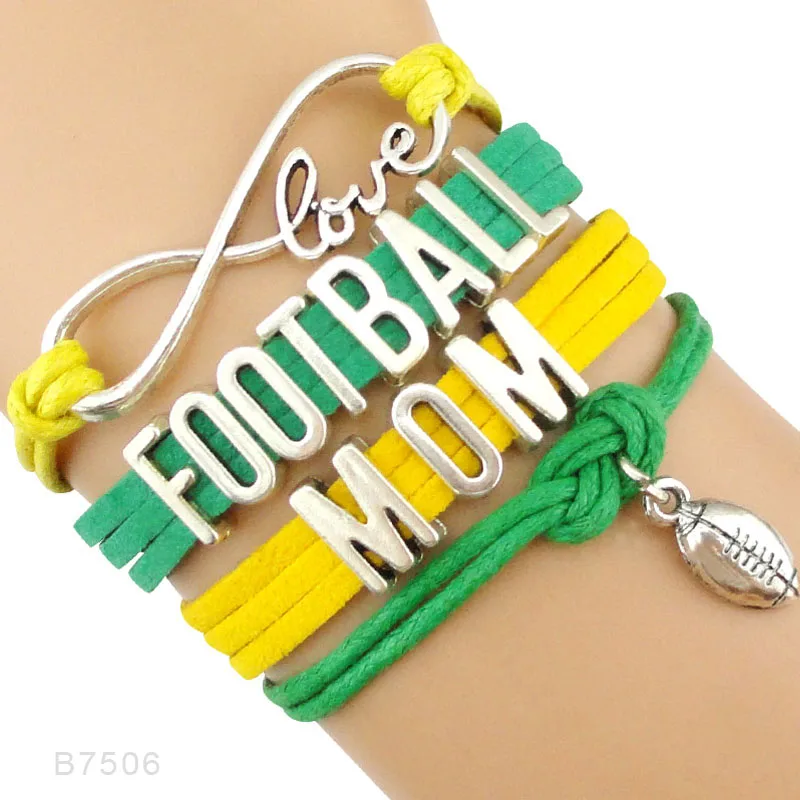 Infinity Love Football Nana, браслеты для мам, дельфинов, фанатов плееров, лучших друзей, ювелирные изделия, мужские кожаные браслеты с бусинами для женщин