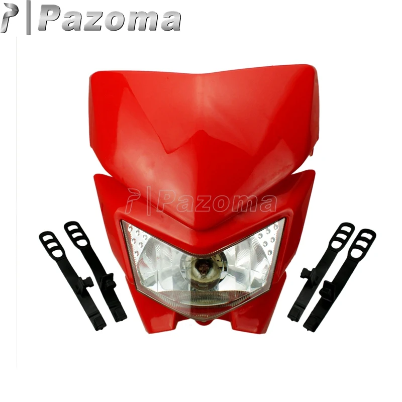 Для уличным Мотокросс двойной Спорт, обтекаемые фары для Kawasaki KMX KX KLX KLR KLE ZZR KDX 110 125 140 250 300 450 650 WR - Цвет: Красный