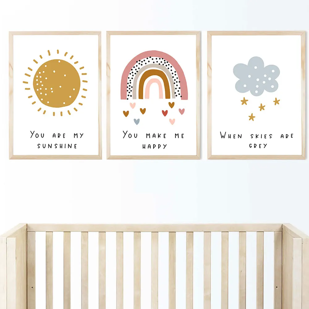 Радужная Стена искусство детской комнаты нейтральный декор для скандинавские