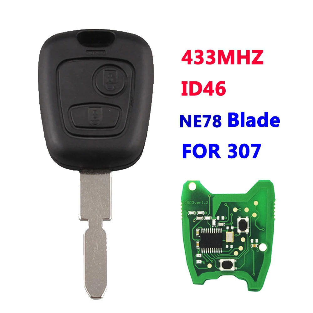 

2 Button Remote Key For Peugeot Citroen 307 NE78 Blade