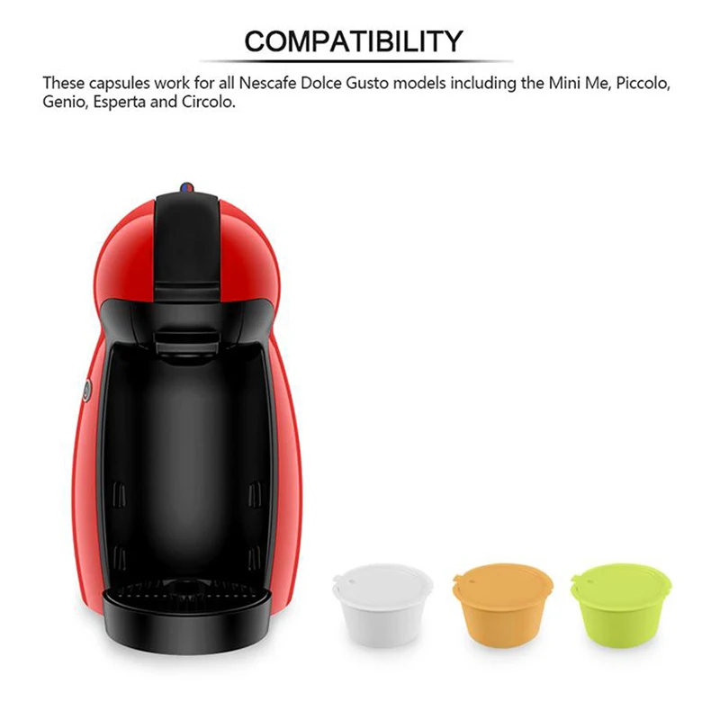 

3 Pcs Reusable Coffee Capsule Filter Cup for Nescafe Dolce Gusto Refillable Caps Spoon Brush Filter Baskets Pod Soft Taste Sweet