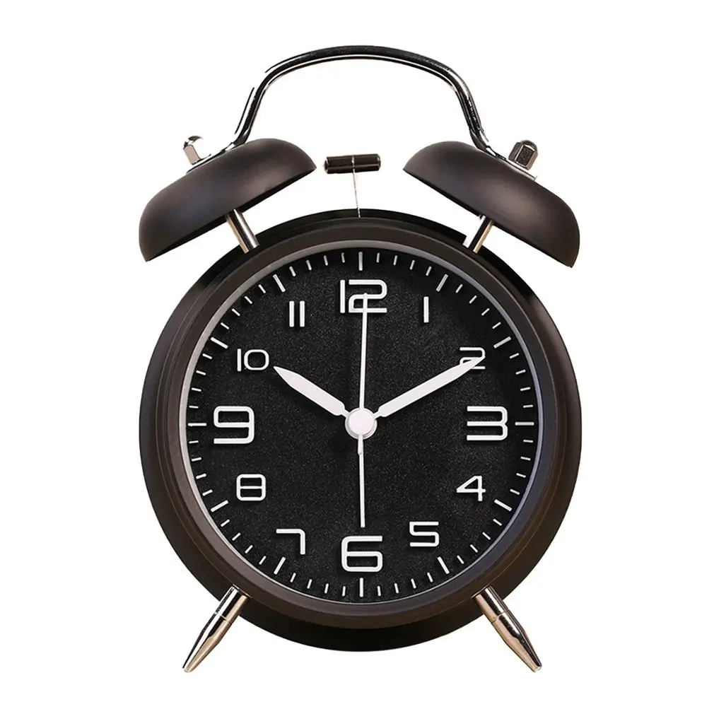 4 дюймовый двойной Звонок будильник со стереоскопическим циферблат Подсветка