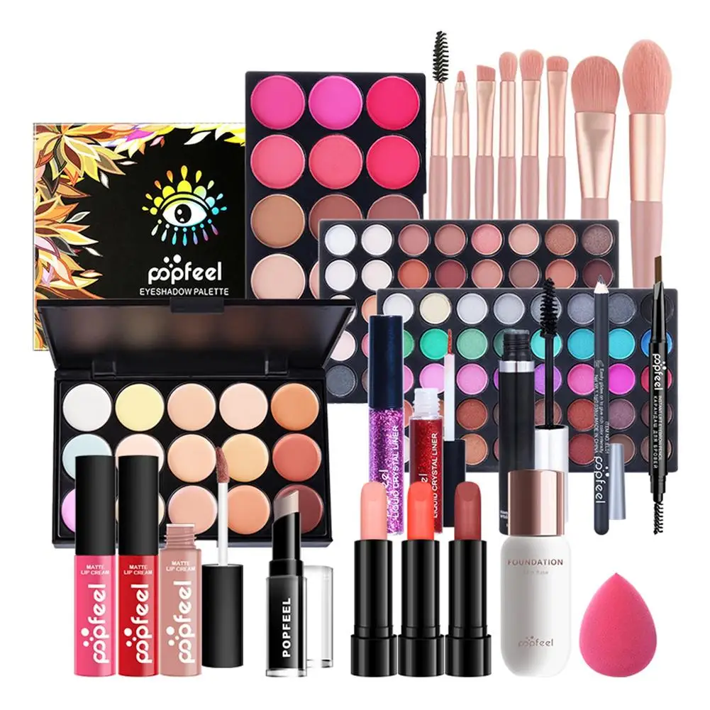 

Face Makeup Set Cosmetic Palette Kit Eyeliner, Eye Shado, Mascara, Lip Gloss, Cottect, Body Lotion, Lipstick, Eyebrow Pencil