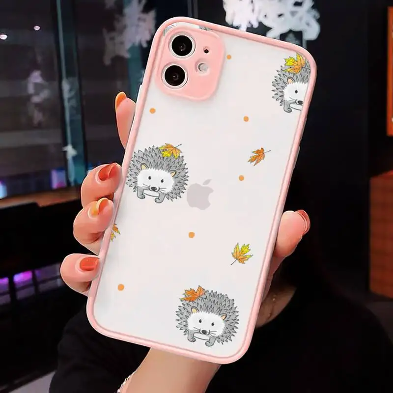 

Animal lovely cartoon hedgehog Phone Case matte transparent For iphone 7 8 11 12 plus mini x xs xr pro max cover