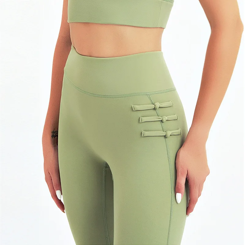 

Nude Yoga Pants with Chinese Knot and Hip Lifting Fitness Pants Running Yoga Pants Women Butt Push Up Legging Workout Tights