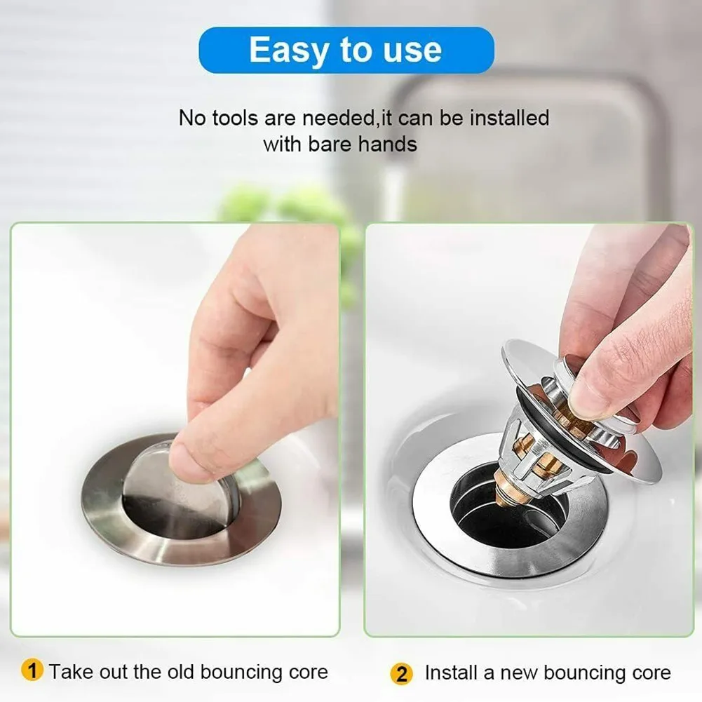 

Universal Copper Pop-Up Bounce Core Basin Drain Sink Plug Filter Hair Catcher Deodorant Stopper Kitchen Bathroom Wash Basin Tool