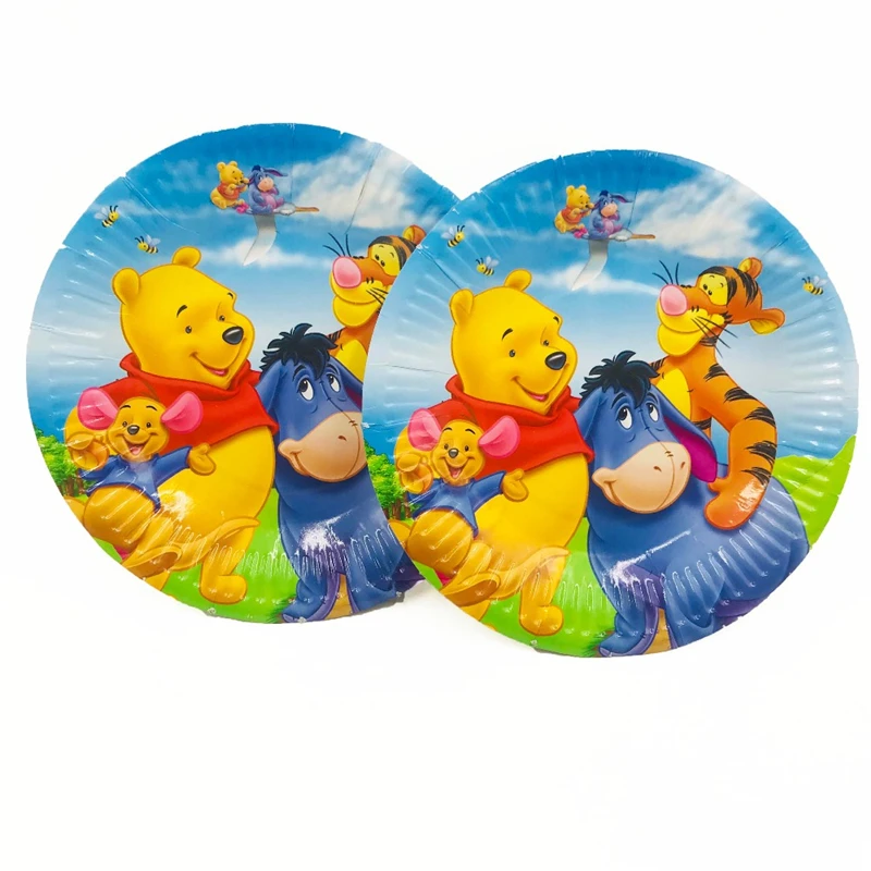 10 детских тарелок с изображением Винни медведя одноразовая посуда