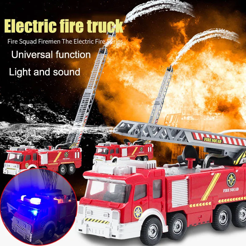 

Hot Selling Kids Electronic Power Fire Truck Car Toy with Water Shooting Lights Sounds Extending Ladder LBV