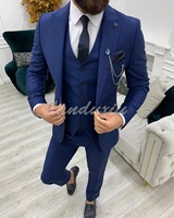 landuxiu 2022 formal business men suit 3 pieces male jacket custom fashion groom wedding tuxedo notch lapel blazer vest pants