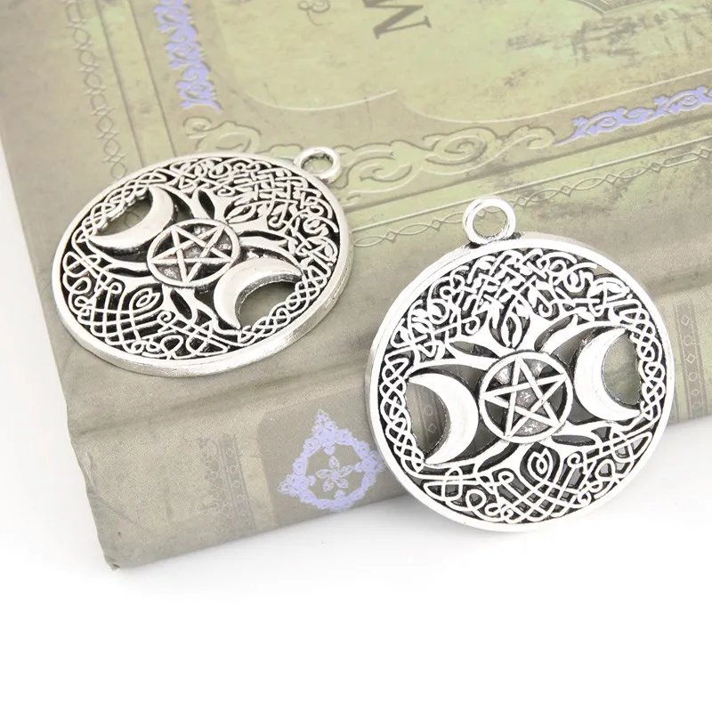 5 шт покрытые серебром Цвет подвеска Триединая Богиня Луны Подвески Wicca