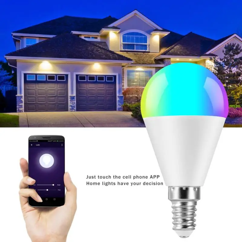 

1PCS WiFi Voice Control RGB Energy Saving Dimming LED Bulb Multicolor Smart Blub 6W E27 E26 E14 B22 6W LED Spotlight AC85-265V