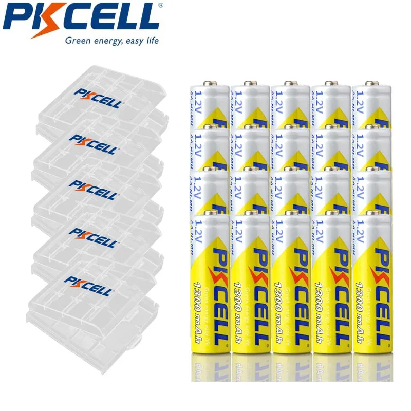 

20 шт., аккумуляторные батарейки PKCELL, 1,2 в, 2 А, 1300 мАч