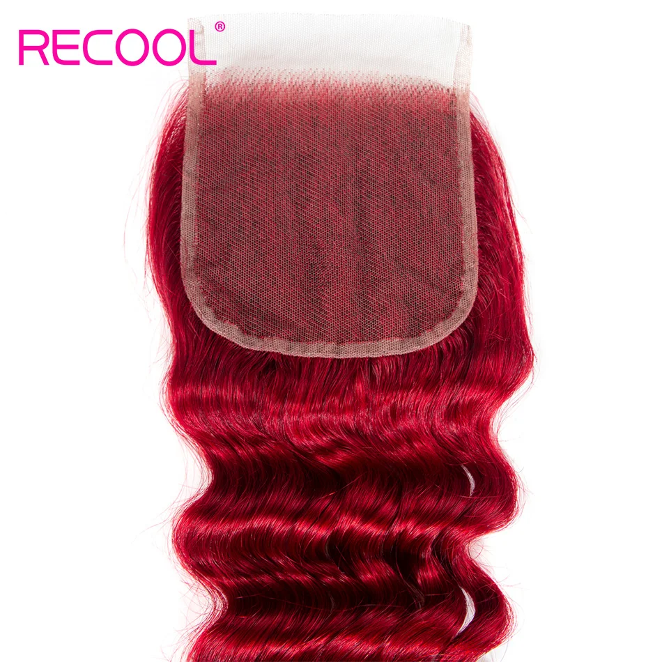 Recool красные бразильские волосы 3 пучка свободного глубокого плетения Remy