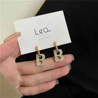 gold color new arrival letter b eardrop crystal earrings women trendy jewelry vintage simple party accessories gifts