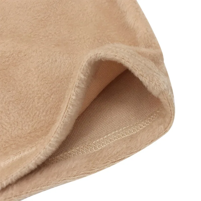 

Ladies 2021 Spring Casual Solid Color Mid-high Collar Waist Long Sleeve Plush Dress