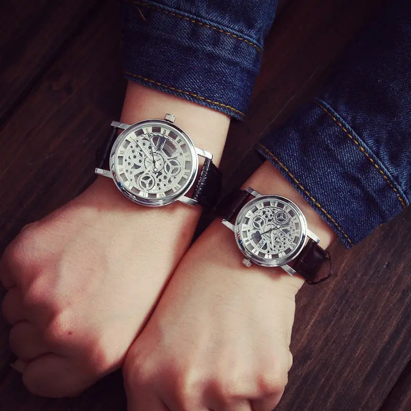 Модные прозрачные кварцевые наручные часы с римскими цифрами для мужчин и женщин