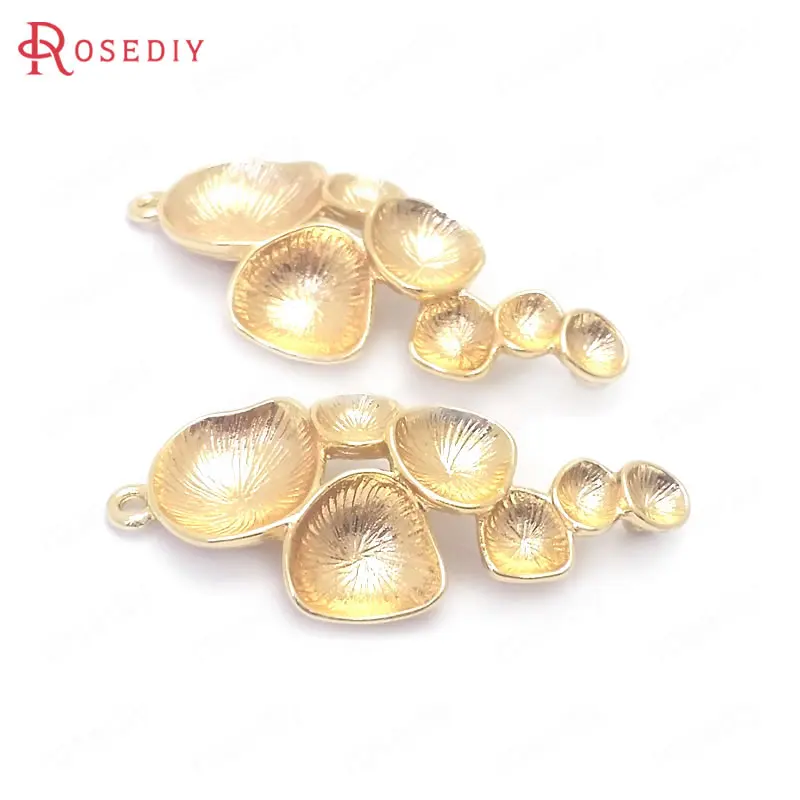 

(39074)6PCS 35x15MM 24K Gold Color Brass 2 Holes Connect Charms Pendants Jewelry Making Supplies Diy Findings Accessories
