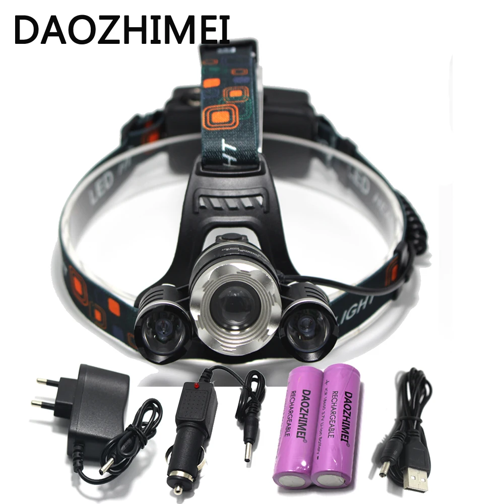 

8000 Lumens Headlight XM-L T6 2R5 LED Head Light 4 Modes Zoom Adjust Focus Headlamp Lantern Hunting Head Flashlight