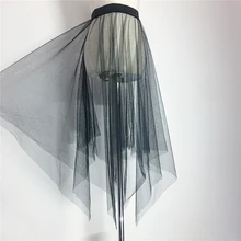 Женская прозрачная сетчатая юбка черная Однослойная Прозрачная
