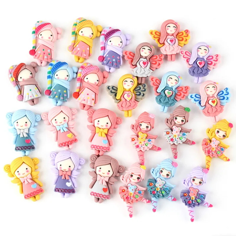 

10Pcs Resin Cute Girls Decoration Crafts Flatback Cabochons DIY Embellishments For Scrapbooking Phone Headwear Accessories