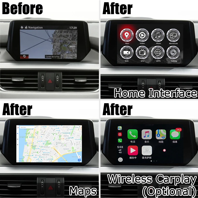 Интерфейсная коробка Android / carplay для Mazda 6 Atenza с GPS навигацией интерфейсная видео