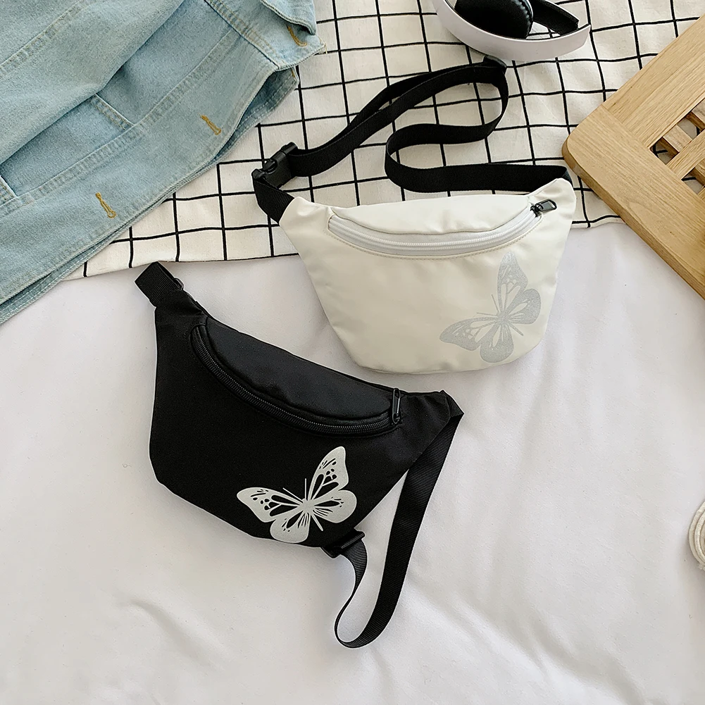 

Fashion Women Fanny Pack Waist Bag Nylon Butterfly Reflective Casual Shoulder Crossbody Chest Bags Hip Bum Belt Bag Female Sport