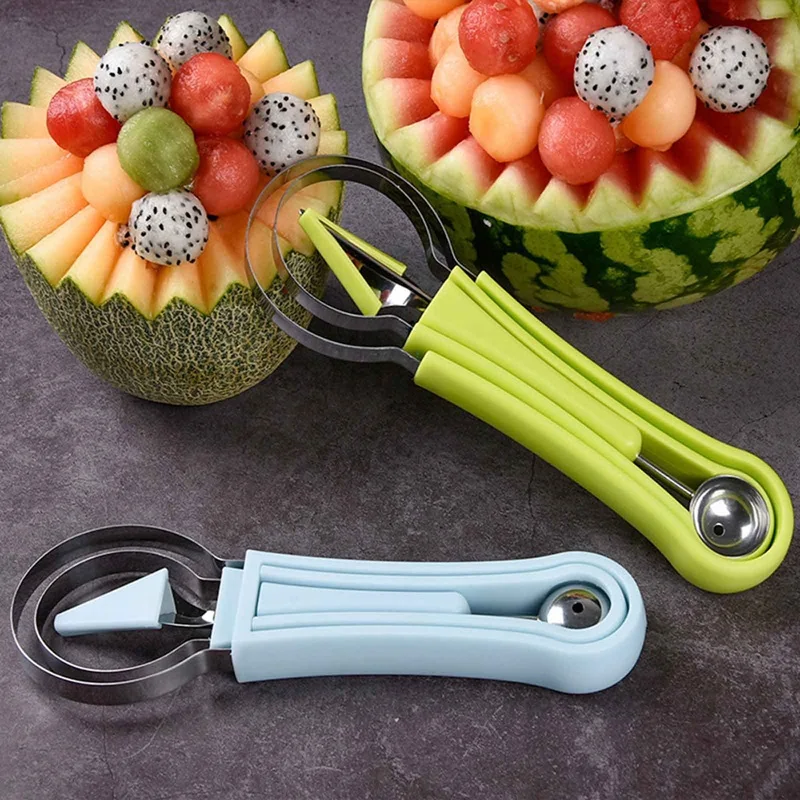 

Kitchen Accessories And Gadgets Watermelon Slicer Cutter Fruit Platter Carving Knife Melon Spoon For Kitchen