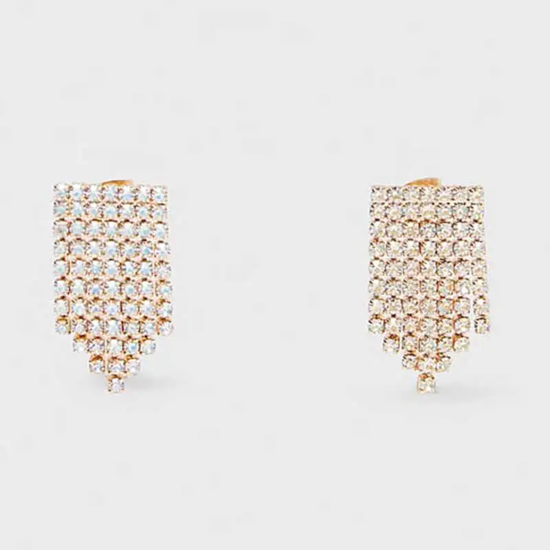 Dvacaman ZA Gold Oorbellen Crystal Pendientes блестящие эффектные Висячие серьги для женщин Свадебные подарки ювелирные изделия - Окраска металла: 7