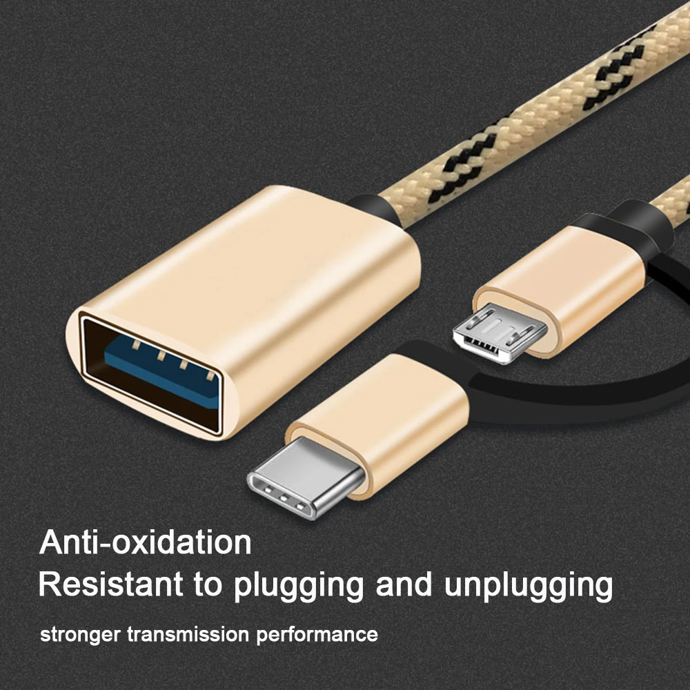 Адаптер Uverbon USB 3.0 OTG с 2 разъемами Type-C и Micro для телефонов Android 17 см |