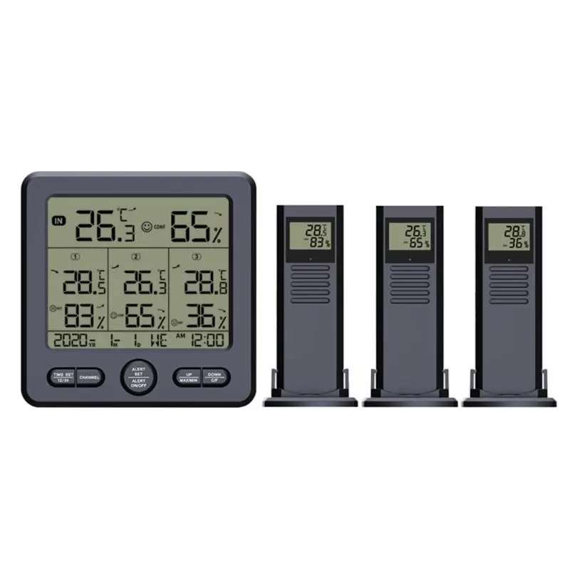 

433MHz Digital Temperature Thermometer Wireless Weather Station Humidity Meter Hygrometer with Max Min Alarm /