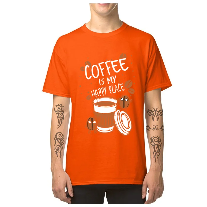 Мужская футболка Geek Coffee Is My Happy Place футболки для напитков 100% хлопок с принтом