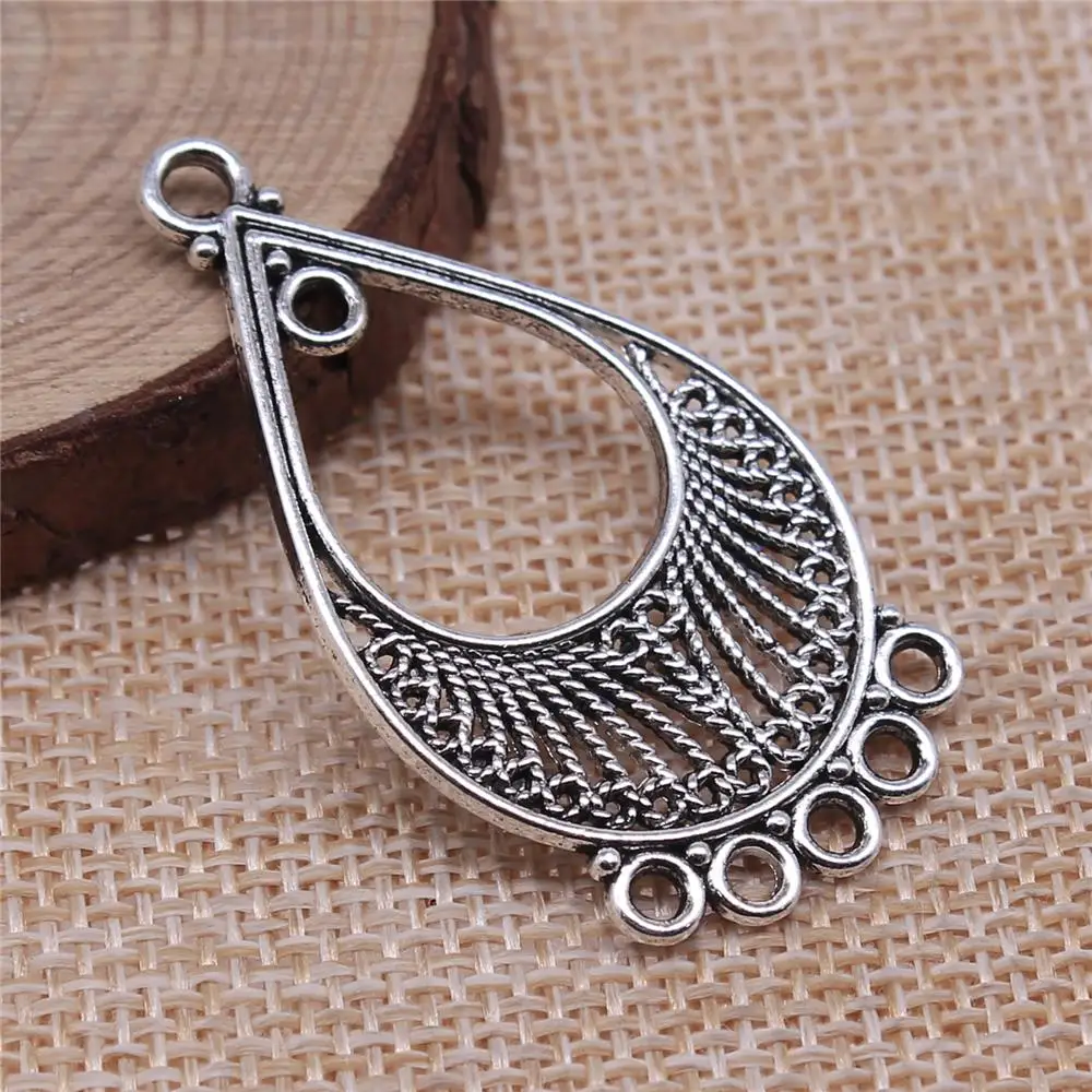 

4Pcs 46x25mm Antique Silver Color Water Drop Earring Connector For DIY Bracelet Necklace Jewelry Making